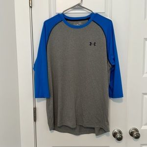 Under Armor Loose Fit Blue/Grey Heat Gear Like New Large Men’s 3/4 Sleeve
